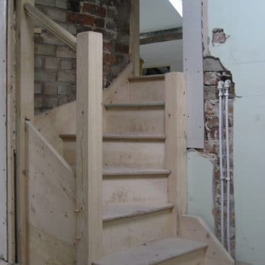 Newly formed stairs to new loft rooms